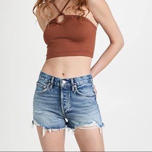 AGOLDE Parker Vintage Cut Off Shorts in Dark Denim